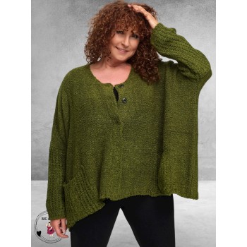 AMANDINE Vest Oversized Cosy Kakigroen