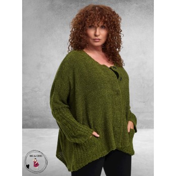 AMANDINE Vest Oversized Cosy Kakigroen