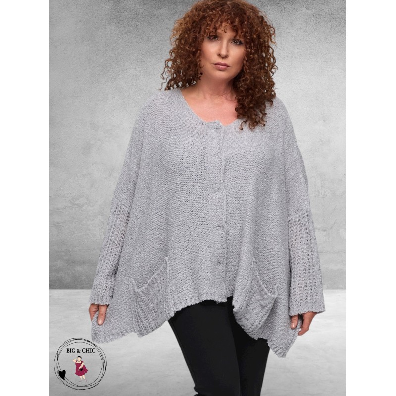 AMANDINE Vest Oversized Cosy Zilvergrijs