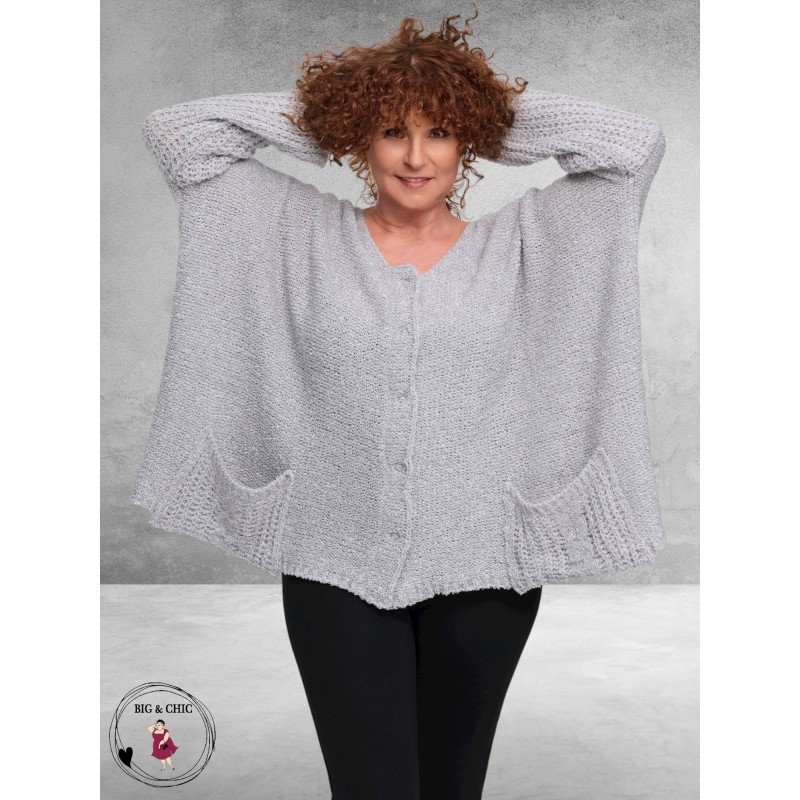 AMANDINE Vest Oversized Cosy Zilvergrijs