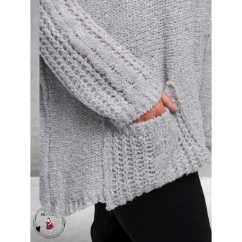 AMANDINE Vest Oversized Cosy Zilvergrijs