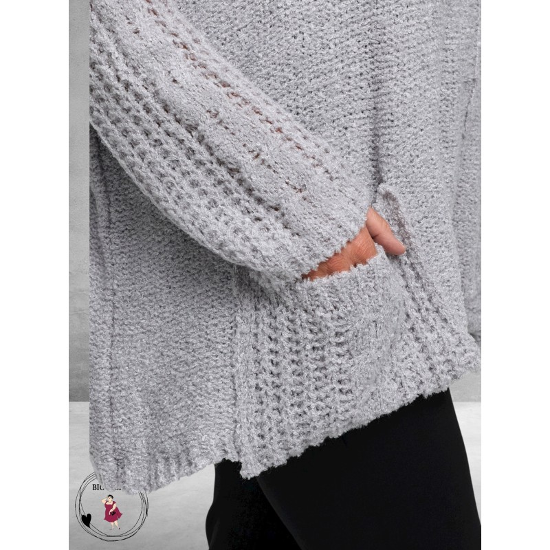 AMANDINE Vest Oversized Cosy Zilvergrijs