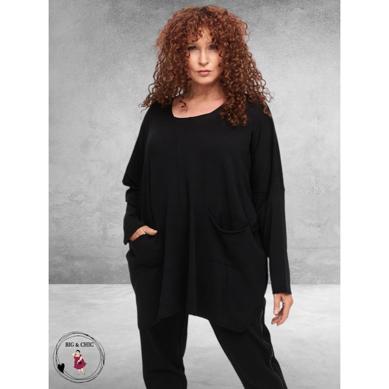 AMANDINE  Trui Oversize Zakjes Zwart