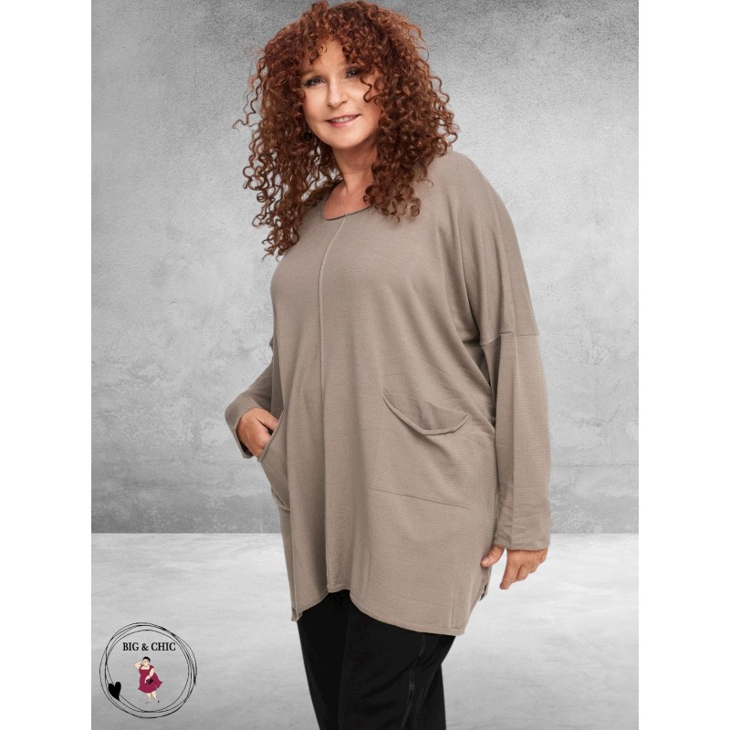 AMANDINE  Trui Oversize Zakjes Taupe
