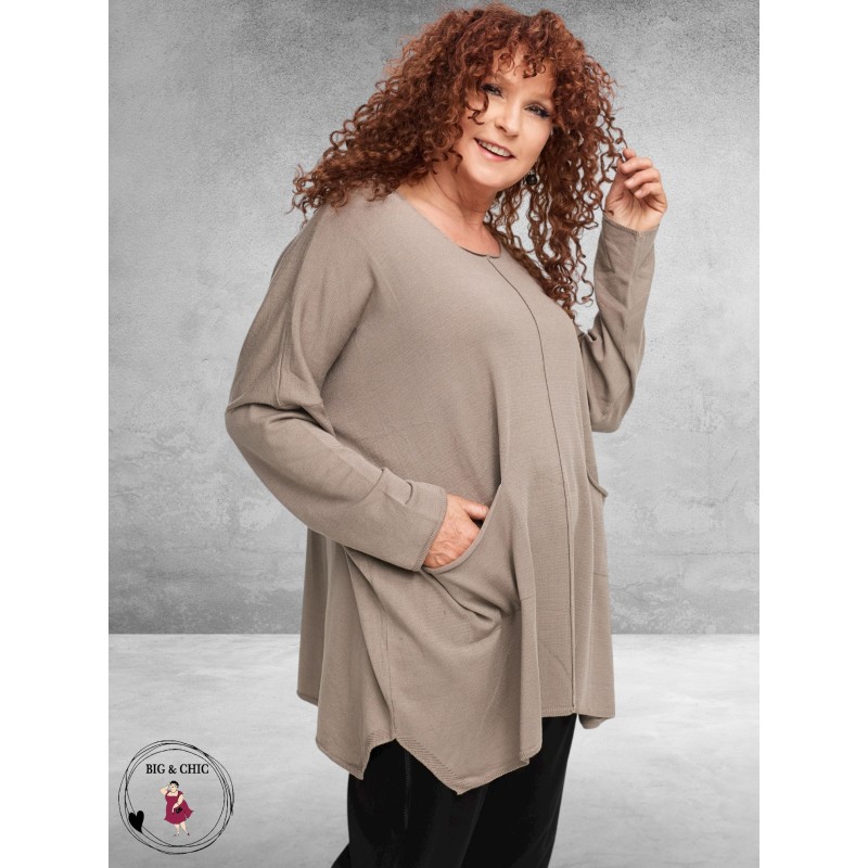 AMANDINE  Trui Oversize Zakjes Taupe