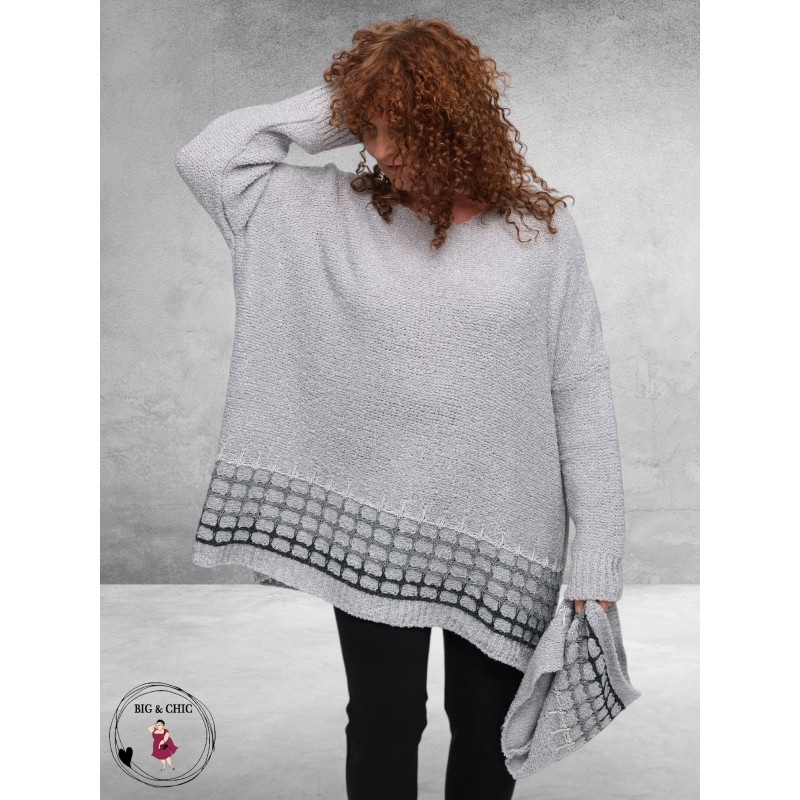 AMANDINE Trui Gebreid Zilver Grijs