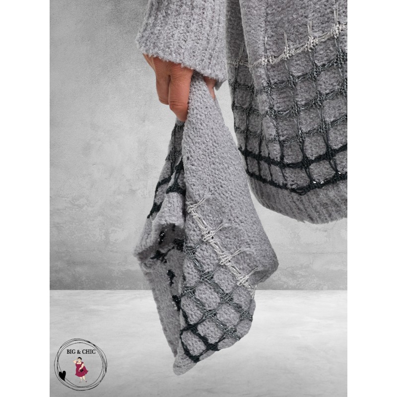 AMANDINE Trui Gebreid Zilver Grijs