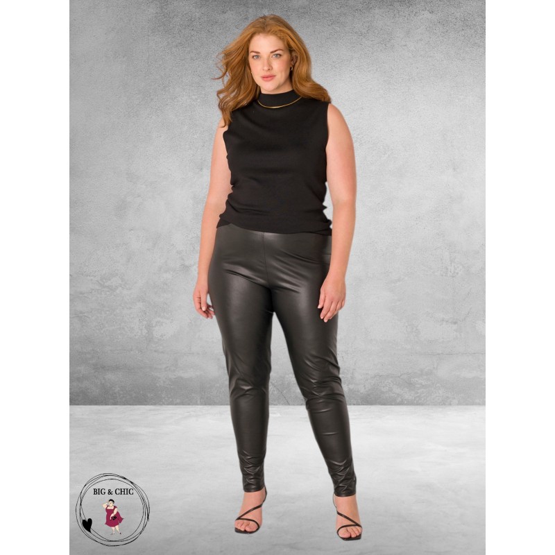 BASE LEVEL Leerlook Legging Alene Zwart