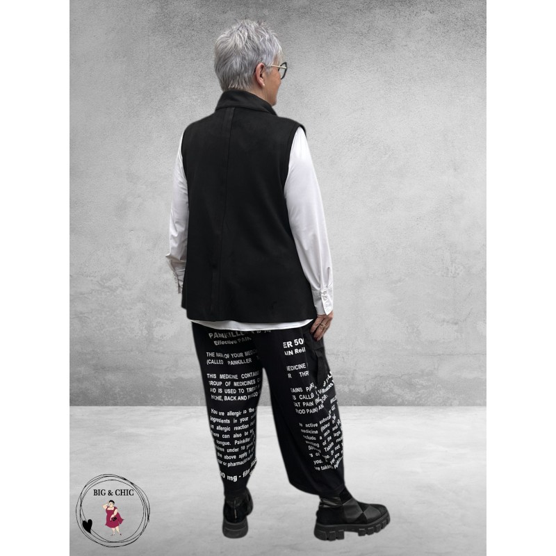 CHALONA Ballonbroek Zwart Met Grijze Tekst