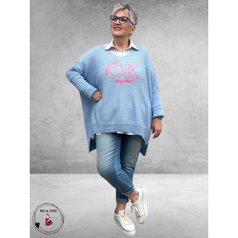 NC Trui Oversize Everything OK Lichtblauw