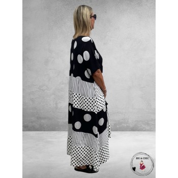 DIVAS PLANET Maxi Stroken Jurk Zwart-Wit