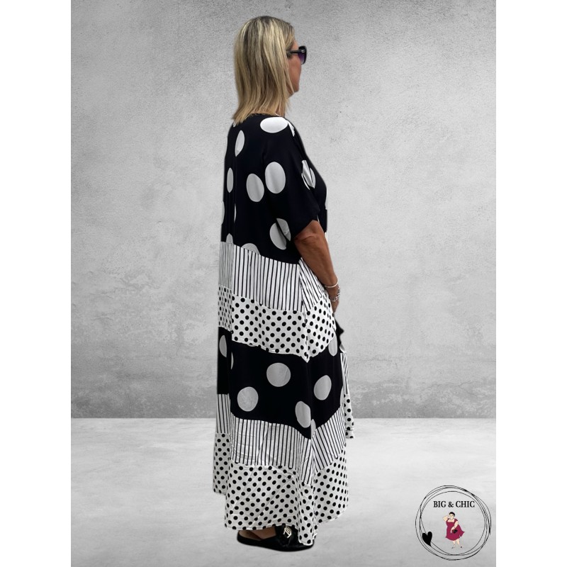 DIVAS PLANET Maxi Stroken Jurk Zwart-Wit