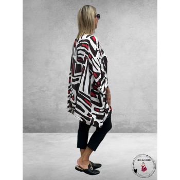 DIVAS PLANET Blouse Wit/Rood/Bruin