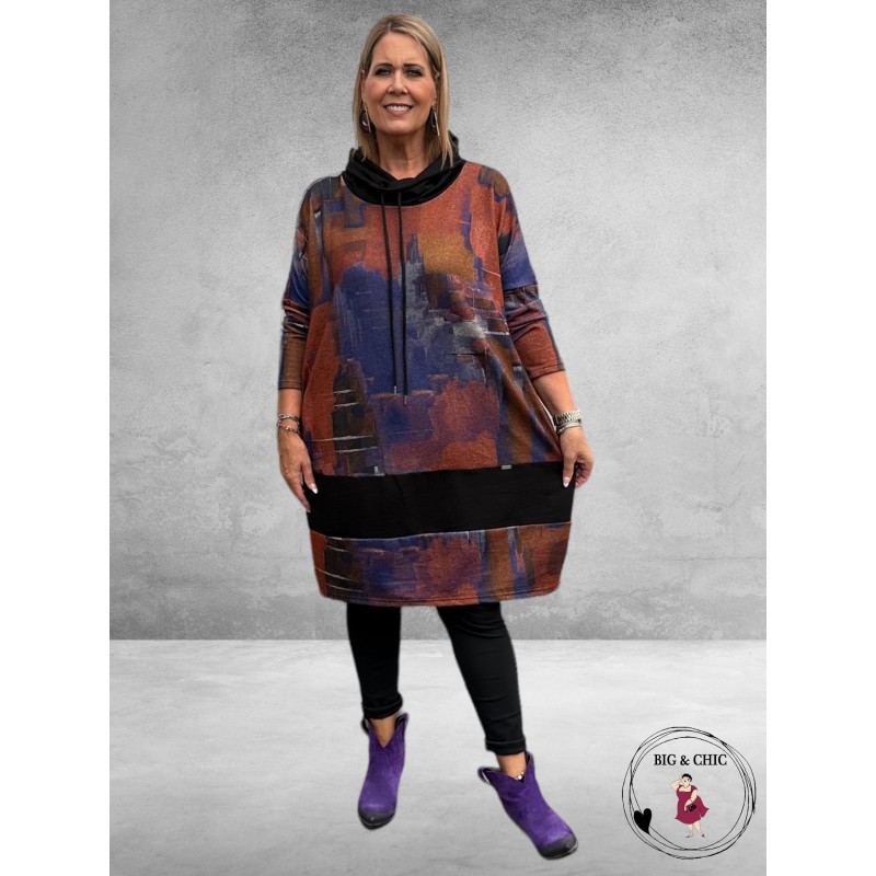 DIVAS Jurk-Tuniek Ballon Roest-Zwart-Multi