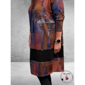 DIVAS Jurk-Tuniek Ballon Roest-Zwart-Multi