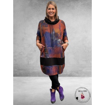 DIVAS Jurk-Tuniek Ballon Roest-Zwart-Multi