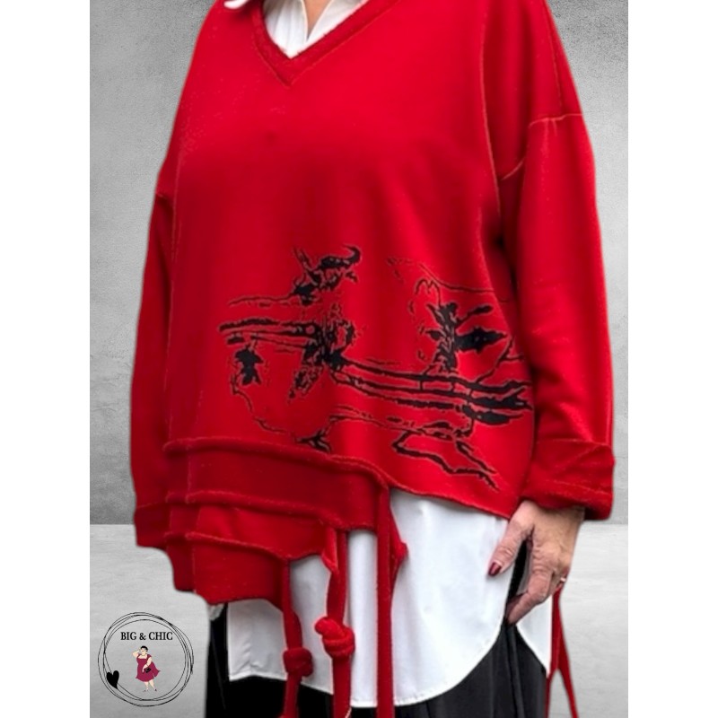 DIVAS PLANET Sweater Oversize Rood 