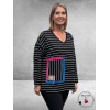 DIVAS PLANET Shirt  Zwart-Wit Streepjes 