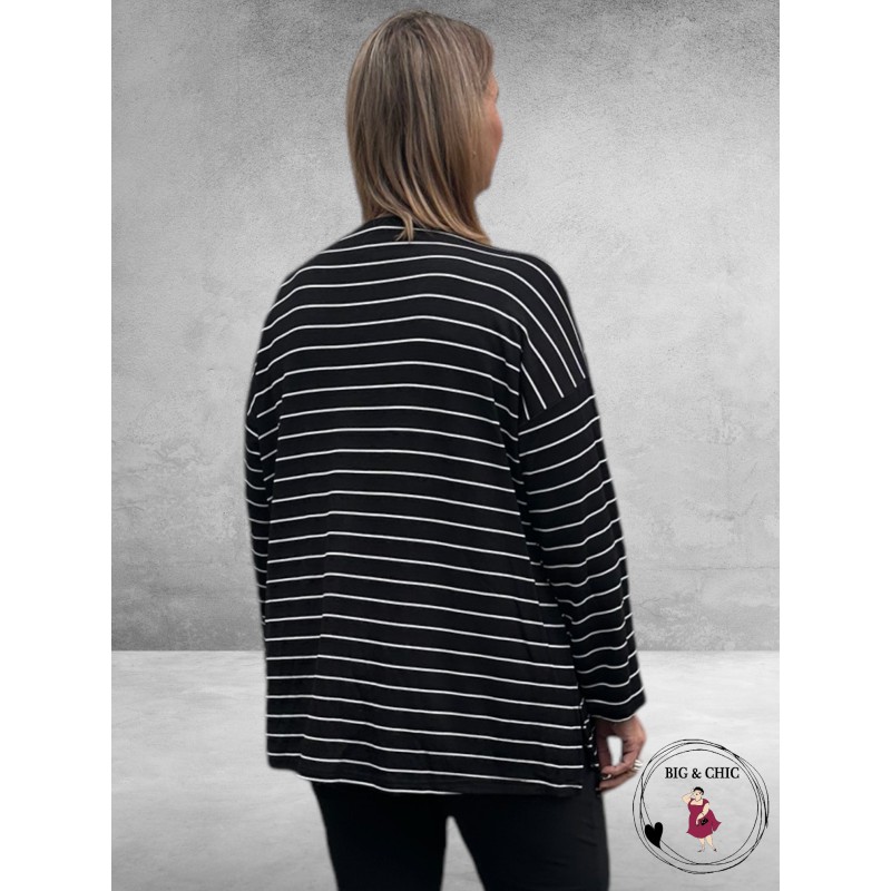 DIVAS PLANET Shirt  Zwart-Wit Streepjes 