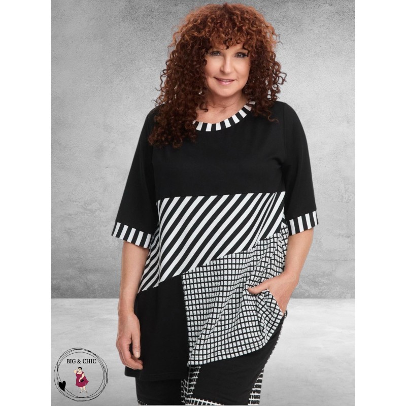 DYB Shirt Zwart/Wit Geometrie