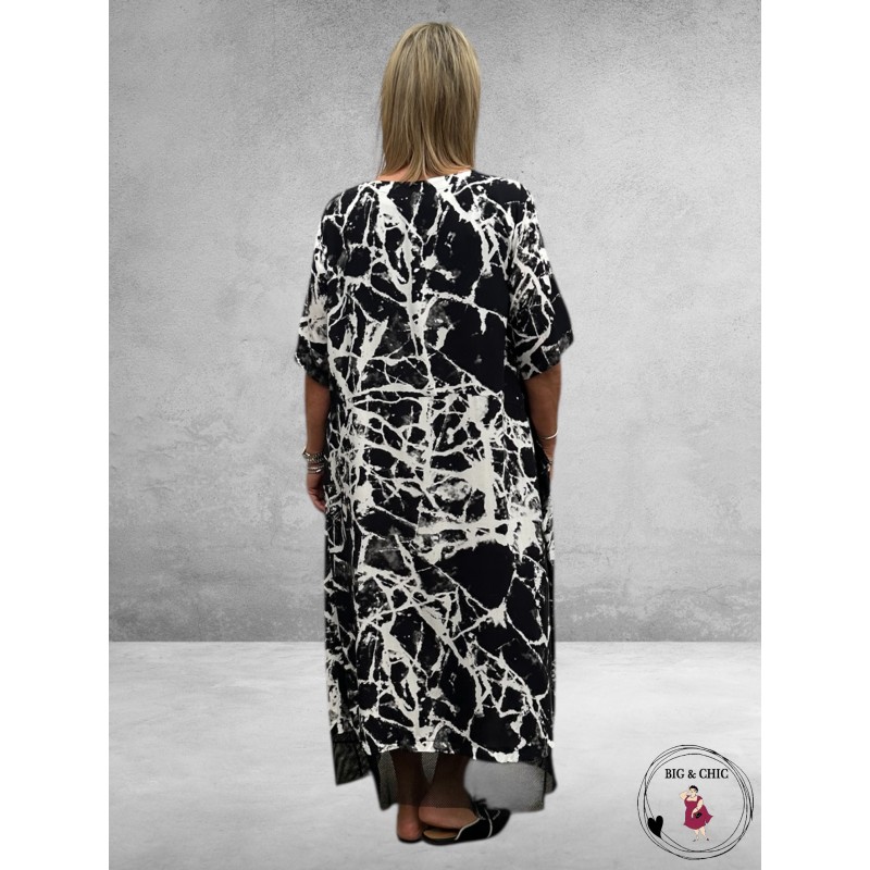 DIVAS PLANET Jurk Zwart/Wit Marmer