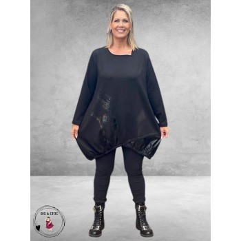 DYB Ballon Tuniek Zwart Leerlook Inzetstuk