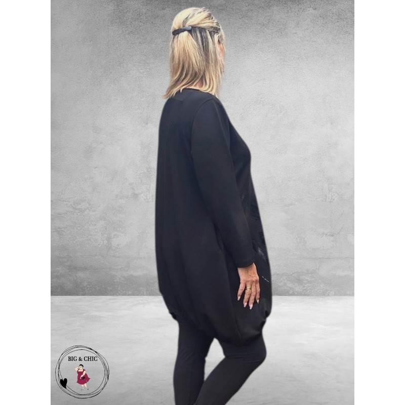 DYB Ballon Tuniek Zwart Leerlook Inzetstuk