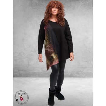 FRENZI Shirt Zwart Meerkleurige Print