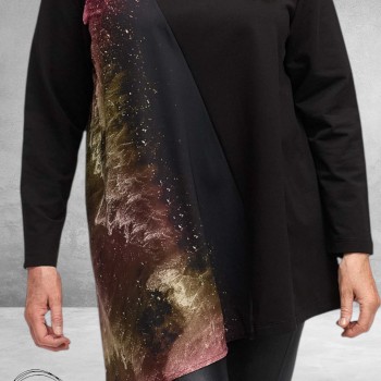 FRENZI Shirt Zwart Meerkleurige Print