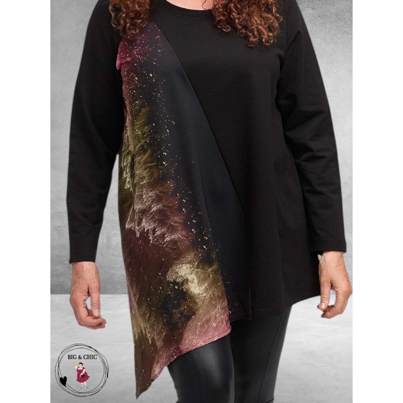 FRENZI Shirt Zwart Meerkleurige Print