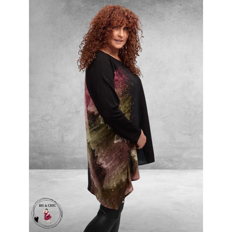 FRENZI Shirt Zwart Meerkleurige Print