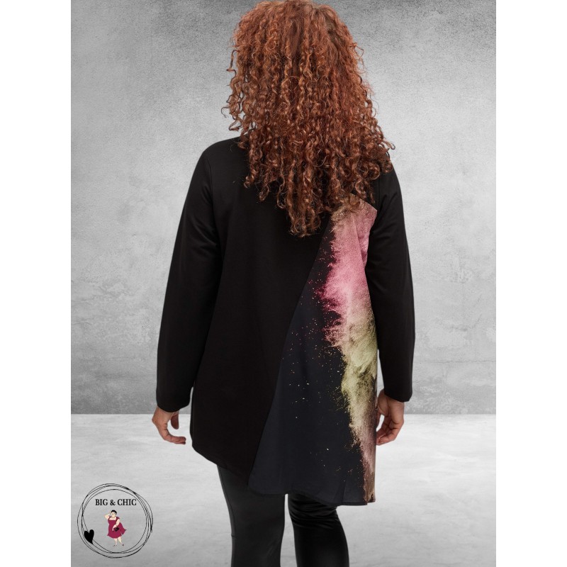 FRENZI Shirt Zwart Meerkleurige Print