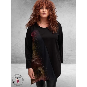 FRENZI Shirt Zwart Meerkleurige Print