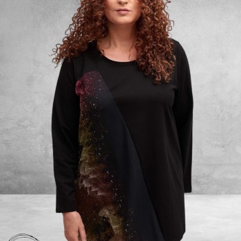 FRENZI Shirt Zwart Meerkleurige Print