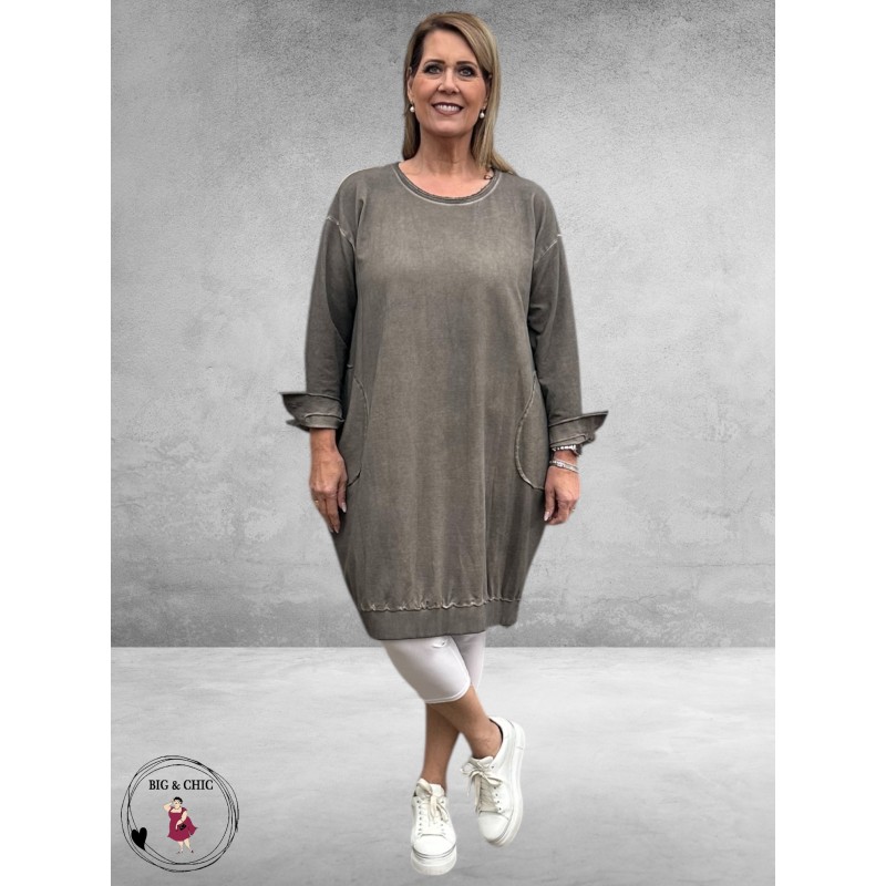 DYB Jurk Ballon Tie-Dye Taupe 