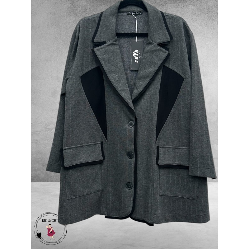 DYB Tweedelig Broek-Blazer Pak Grijs Strepen