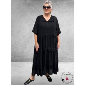 AY-SEL Strokenjurk Zwart Dubbellaags 