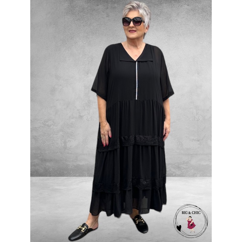 AY-SEL Strokenjurk Zwart Dubbellaags 