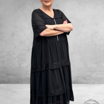 AY-SEL Strokenjurk Zwart Dubbellaags 