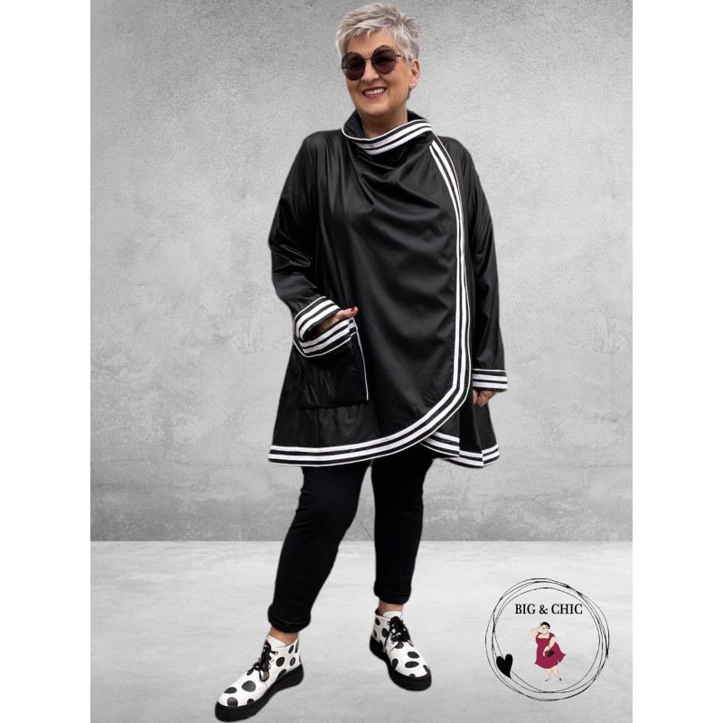 DYB Trendy Tussensjas Zwart Met Sporty Striping