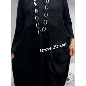 DYB Tuniek -Jurk Zwart-Grijs 3D Zak