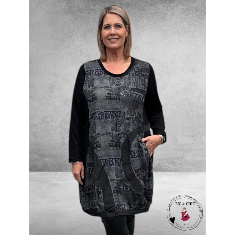 DYB Ballon Jurk Zwart/Grijs