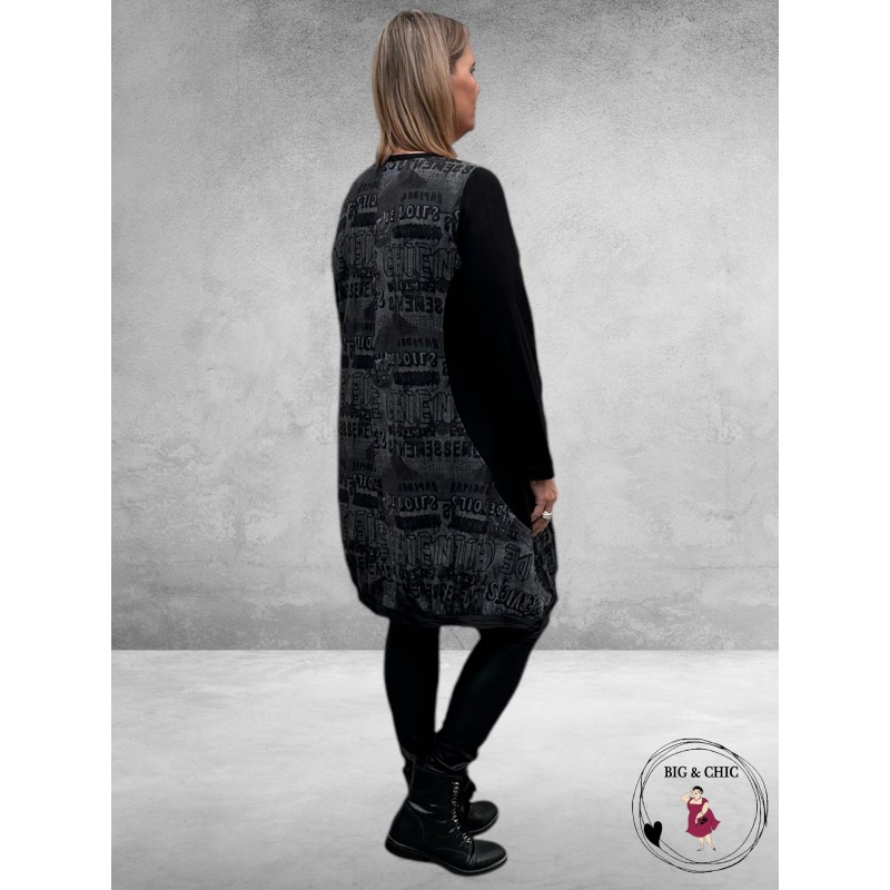 DYB Ballon Jurk Zwart/Grijs