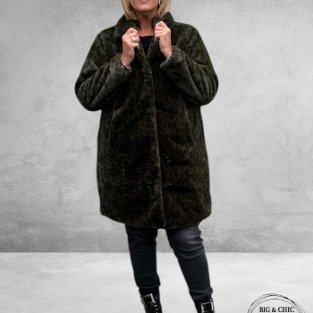 ETAGE PLUS Jas Fake Fur Groen Luipaard