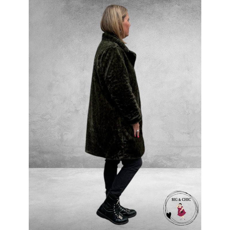 ETAGE PLUS Jas Fake Fur Groen Luipaard