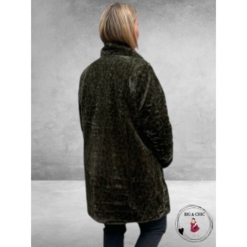 ETAGE PLUS Jas Fake Fur Groen Luipaard