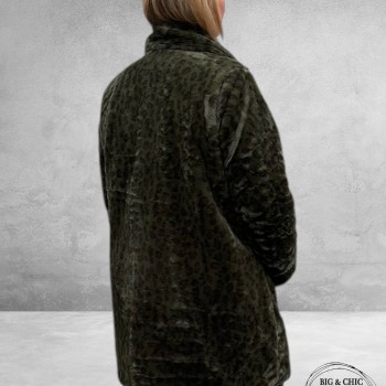 ETAGE PLUS Jas Fake Fur Groen Luipaard