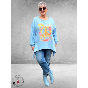 NC Sweater met Statement PEACE Lichtblauw