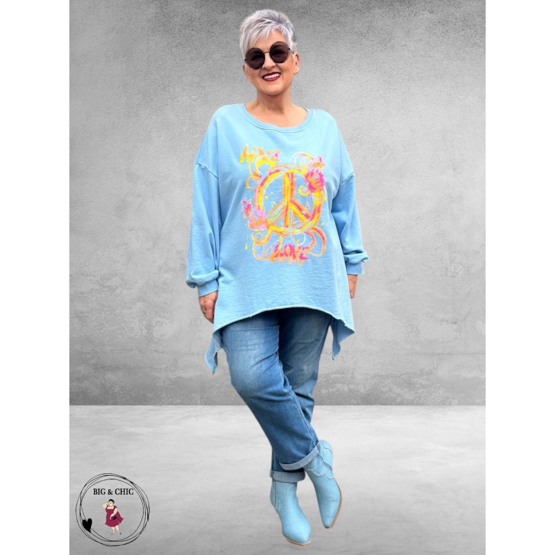 NC Sweater met Statement PEACE Lichtblauw