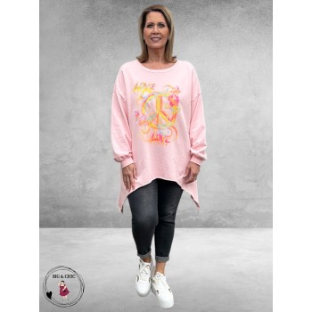 NC Sweater met Statement PEACE Roze
